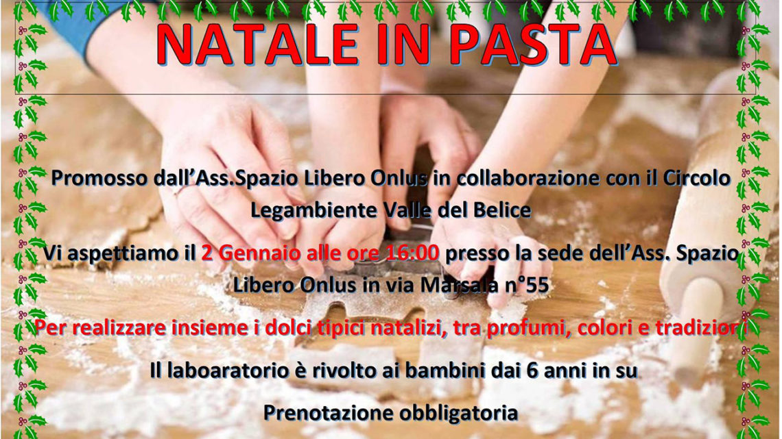 Salemi: laboratorio “Natale in pasta” presso i locali dell’associazione “Spazio Libero Onlus”. Salemi: laboratorio “Natale in pasta” presso i locali dell’associazione “Spazio Libero Onlus”.